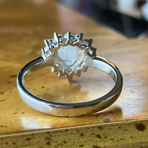 Rainbow Moonstone Sterling Silver Heart Ring Size 9.75 - Picture 5 of 10